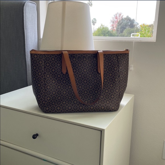 Fossil leather tote bag in brown - Picture 1 of 5